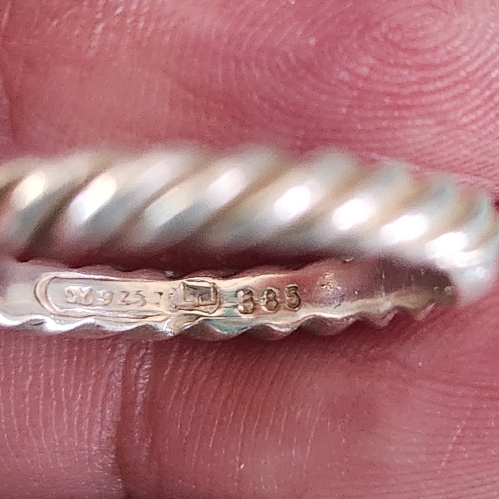David Yurman Sterling Silver, Gold, Turquoise Metro Cable Ring, Size 6, preloved - Picture 6 of 8